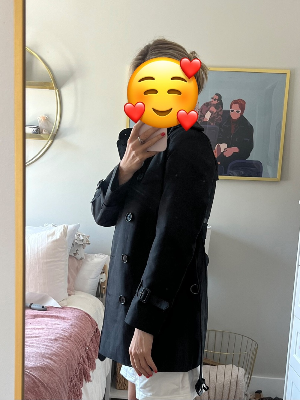 Classic Black Trench Coat with Belt - Picture 8 of 9